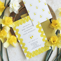 Baby shower de cadre de ruche d'aquarelle jaune