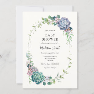 Invitation Baby shower de cadre de verdure et de succulent