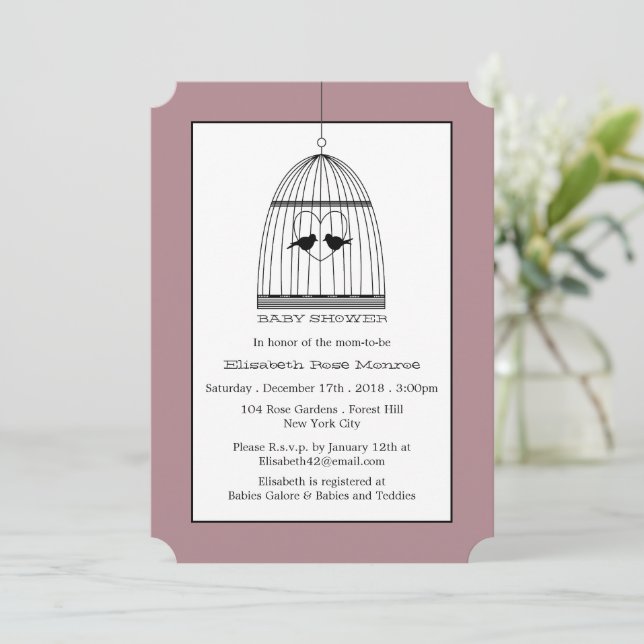 Invitation Baby shower de cage cardiaque vintage (Debout devant)