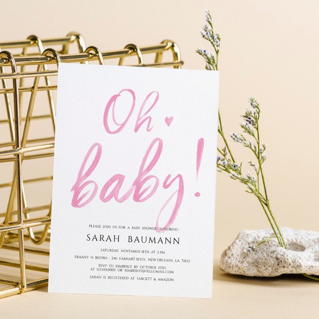 Invitation Baby shower de calligraphie à aquarelle (Créateur téléchargé)