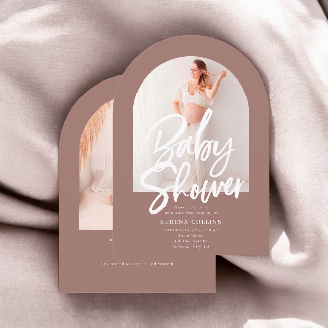 Invitation Baby shower de calligraphie à pinceau Arch Photo (Créateur téléchargé)