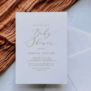 Invitation Baby shower de calligraphie Or Delicate