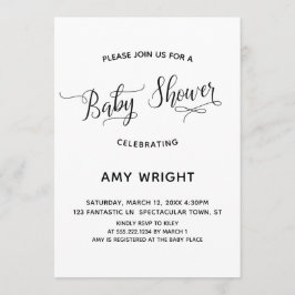 Invitation Baby shower de calligraphie simple et élégant