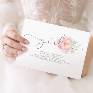 Invitation Baby shower de calligraphie végétale rose pâle