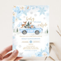 Baby shower de camion Blue Winter Woodland
