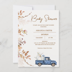 Invitation Baby shower de camion Brown Citrouille Beige