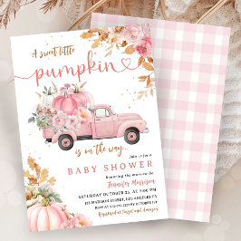 Invitation Baby shower de camion Citrouille rose fille petite
