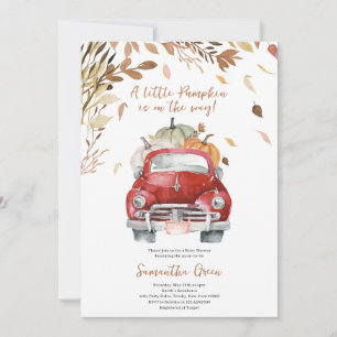 Invitation Baby shower de camion Citrouille rouge