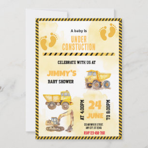Invitation Baby shower de camion de construction