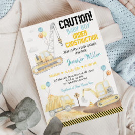Invitation Baby shower de camion de pompage de construction