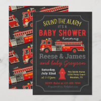 Invitation Baby shower de camion-feu | Camion-feu