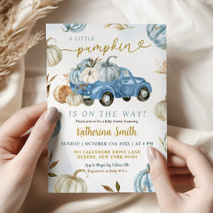 Invitation Baby shower de camion Little Blue Citrouille