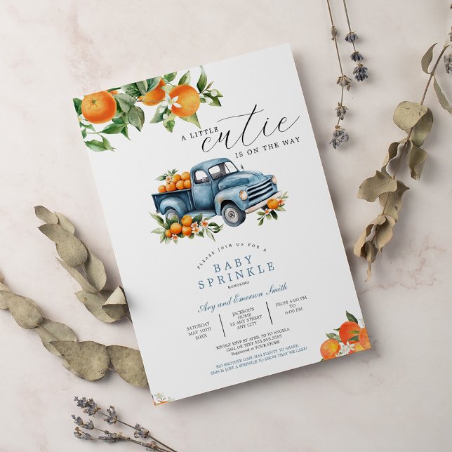 Invitation Baby shower de camion Orange En vichy Citrus (Créateur téléchargé)