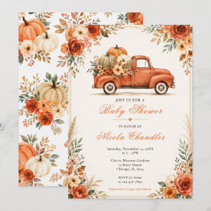 Invitation Baby Shower de camion rustique d'automne