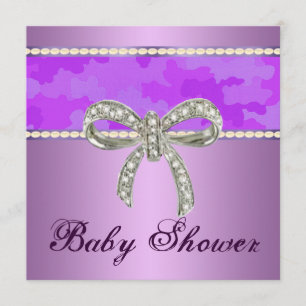 Invitation Baby shower de camo Diamond Bow