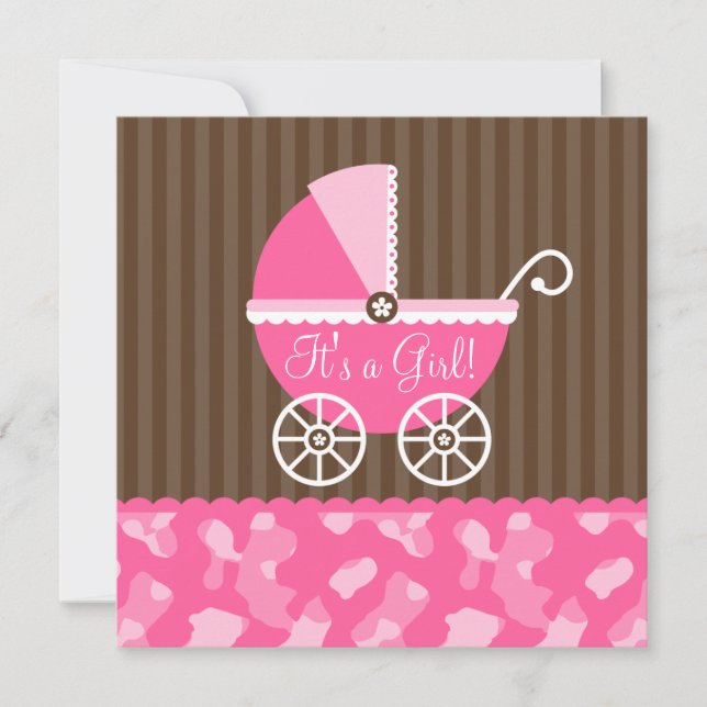 Invitation Baby shower de Camo Girl Carril rose Brown (Devant)