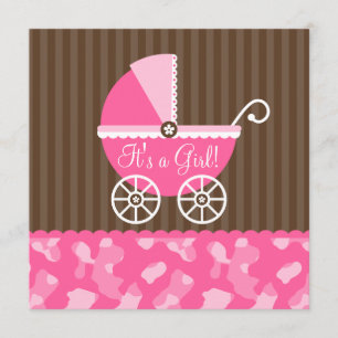 Invitation Baby shower de Camo Girl Carril rose Brown