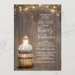 Invitation Baby shower de campagne de Lanterne rustique pour 