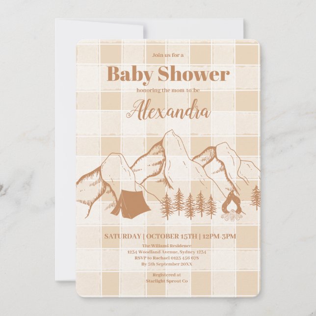 Invitation Baby shower de camping neutre (Devant)