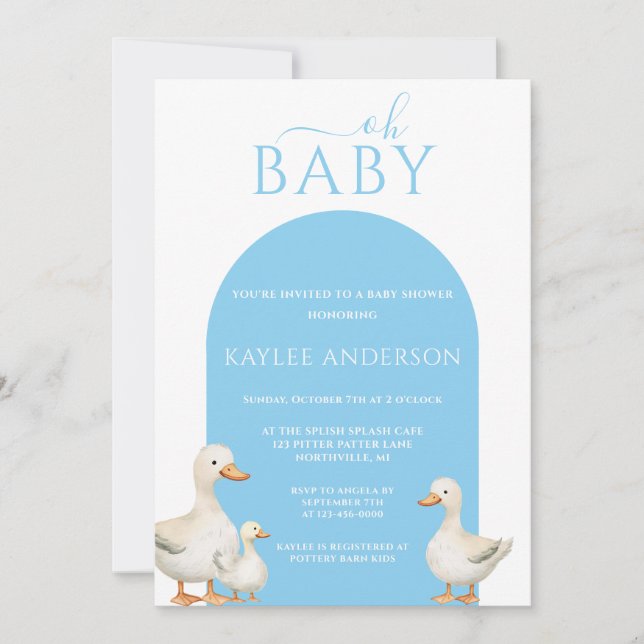 Invitation Baby shower de canard (Devant)