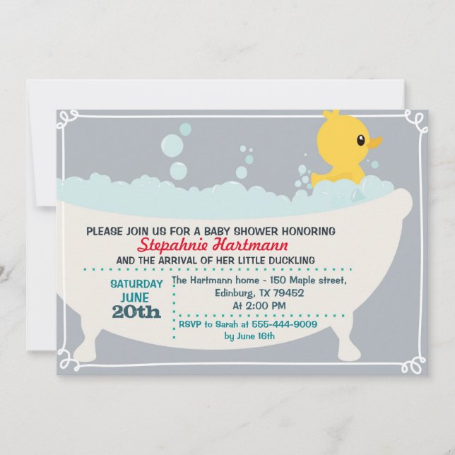 Invitation Baby shower de canard (Devant)