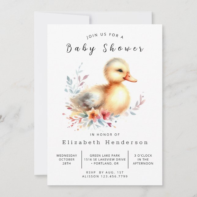Invitation Baby shower de canard à papier de Bohême (Devant)