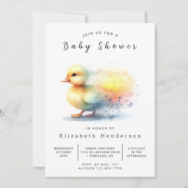 Invitation Baby shower de canard Bohème Personnalisé (Devant)
