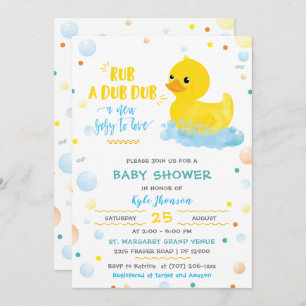 Invitation Baby shower de canard en caoutchouc pour garçon mo