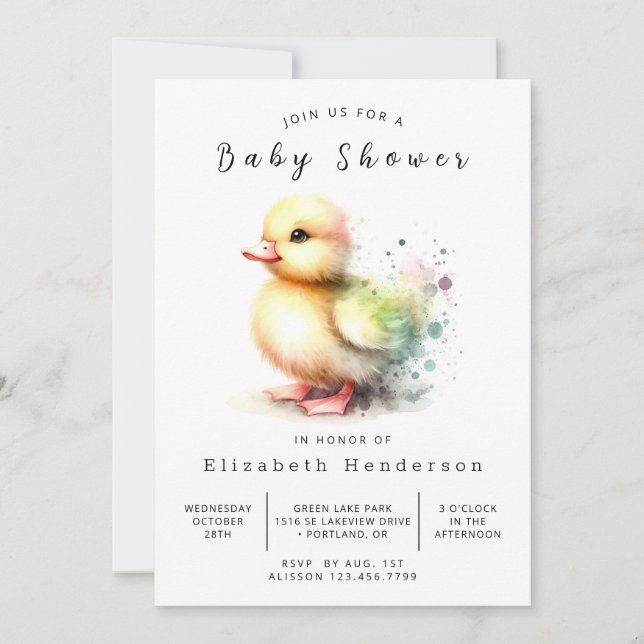 Invitation Baby shower de canard en ligne bébé (Devant)