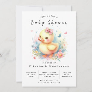 Invitation Baby shower de canard en ligne enchanté