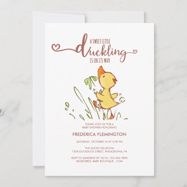 Invitation Baby shower de canard mignon (Devant)