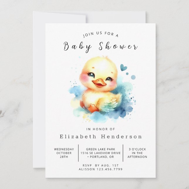 Invitation Baby shower de canard personnalisé moderne (Devant)