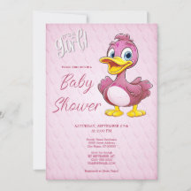 Invitation Baby shower de canard rose