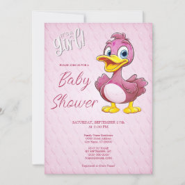 Invitation Baby shower de canard rose