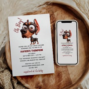 Invitation Baby shower de caricatures de chiens mignons pour 