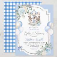 Baby shower de carrousel magique bleu et argent