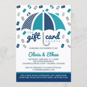 Invitation Baby shower de cartes-cadeaux Invitation, Marine, 