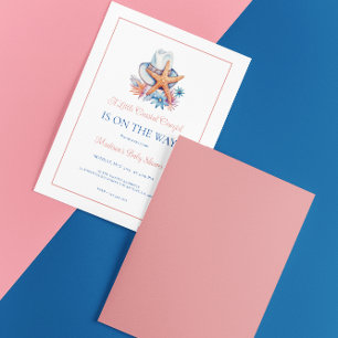 Invitation Baby shower de Casquette et de coquillages côtiers