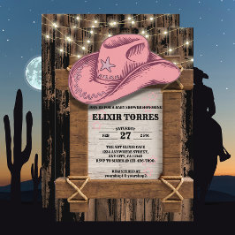 Invitation Baby shower de Casquette Russe Rose Cowgirl