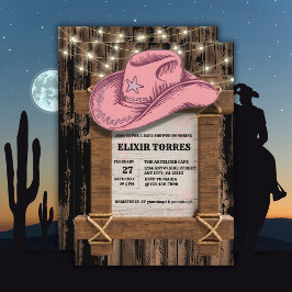 Invitation Baby shower de Casquette Russe Rose Cowgirl