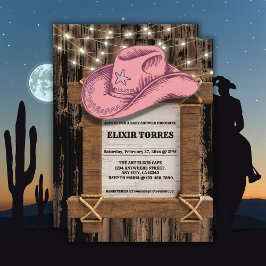 Invitation Baby shower de Casquette Russe Rose Cowgirl