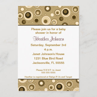 Invitation Baby shower de cercles - brun