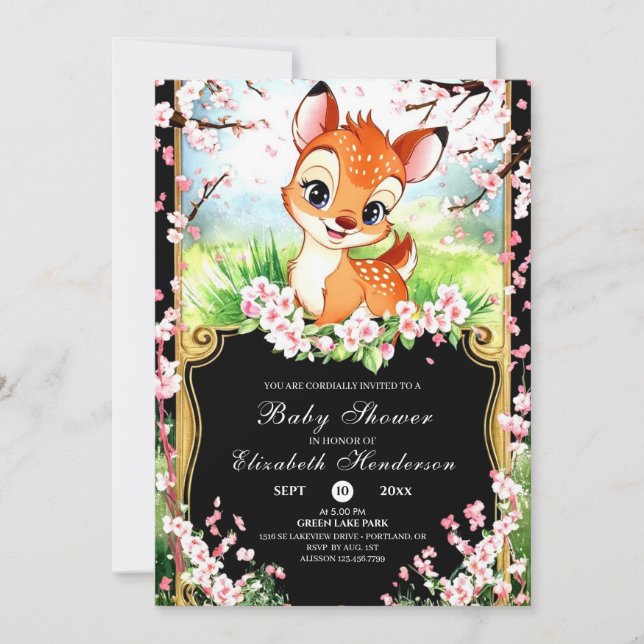 Invitation Baby shower de cerfs (Devant)