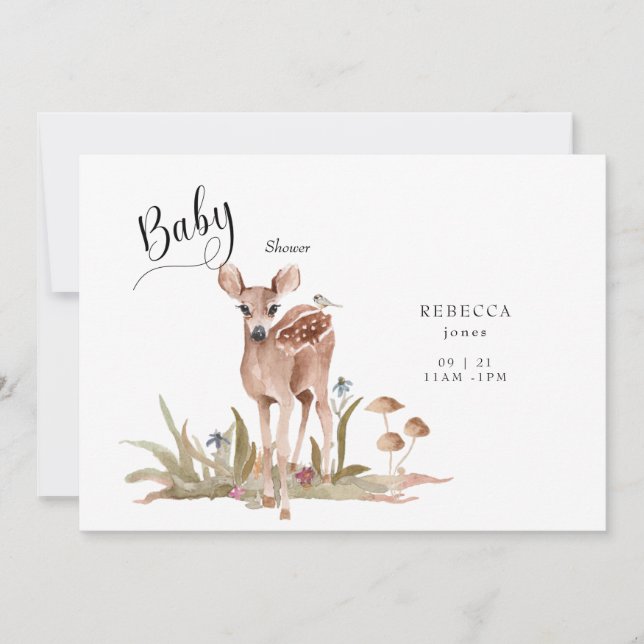 Invitation Baby shower de cerfs de bois mou (Devant)