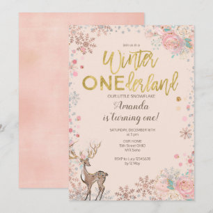 Invitation Baby shower de cerfs de bois rose