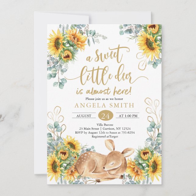 Invitation Baby shower de cerfs de tournesol (Devant)