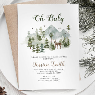 Invitation Baby shower de cerfs d'hiver Animaux de bois
