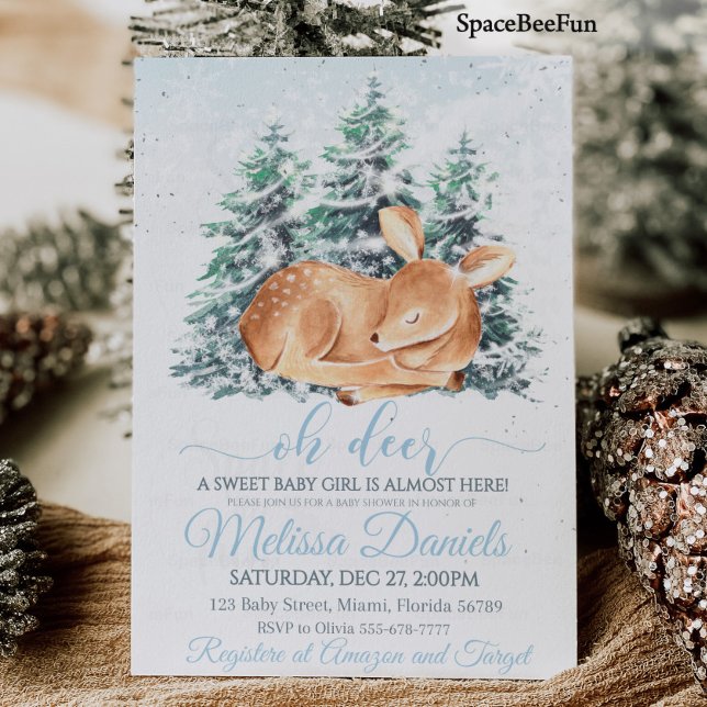 Invitation Baby shower de cerfs d'hiver Boy Deer W (Winter Deer Baby Shower invitation Boy Deer Winter Deer Boy Invite  It's Cold Outside Christmas )