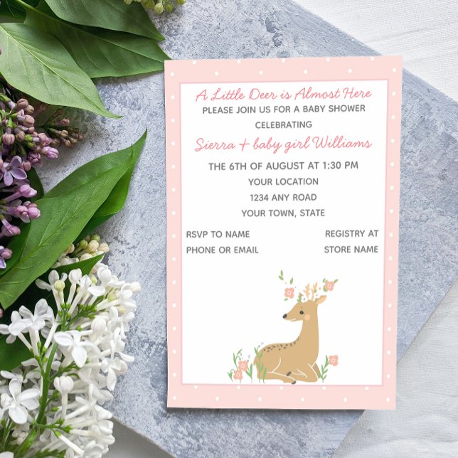 Invitation Baby shower de cerfs roses (Créateur téléchargé)