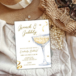 Invitation Baby shower de champagne Bubbly Gold Elegant Brunc